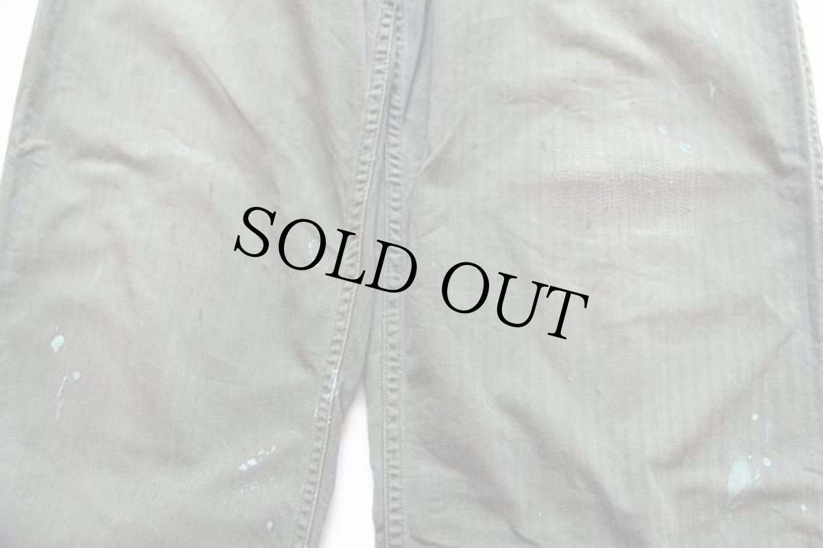 画像5: 50s 米軍 U.S.ARMY M-47 HBT ヘリンボーンツイル ユーティリティ ベイカーパンツ ペンキ飛び オリーブドラブ w34 (5)