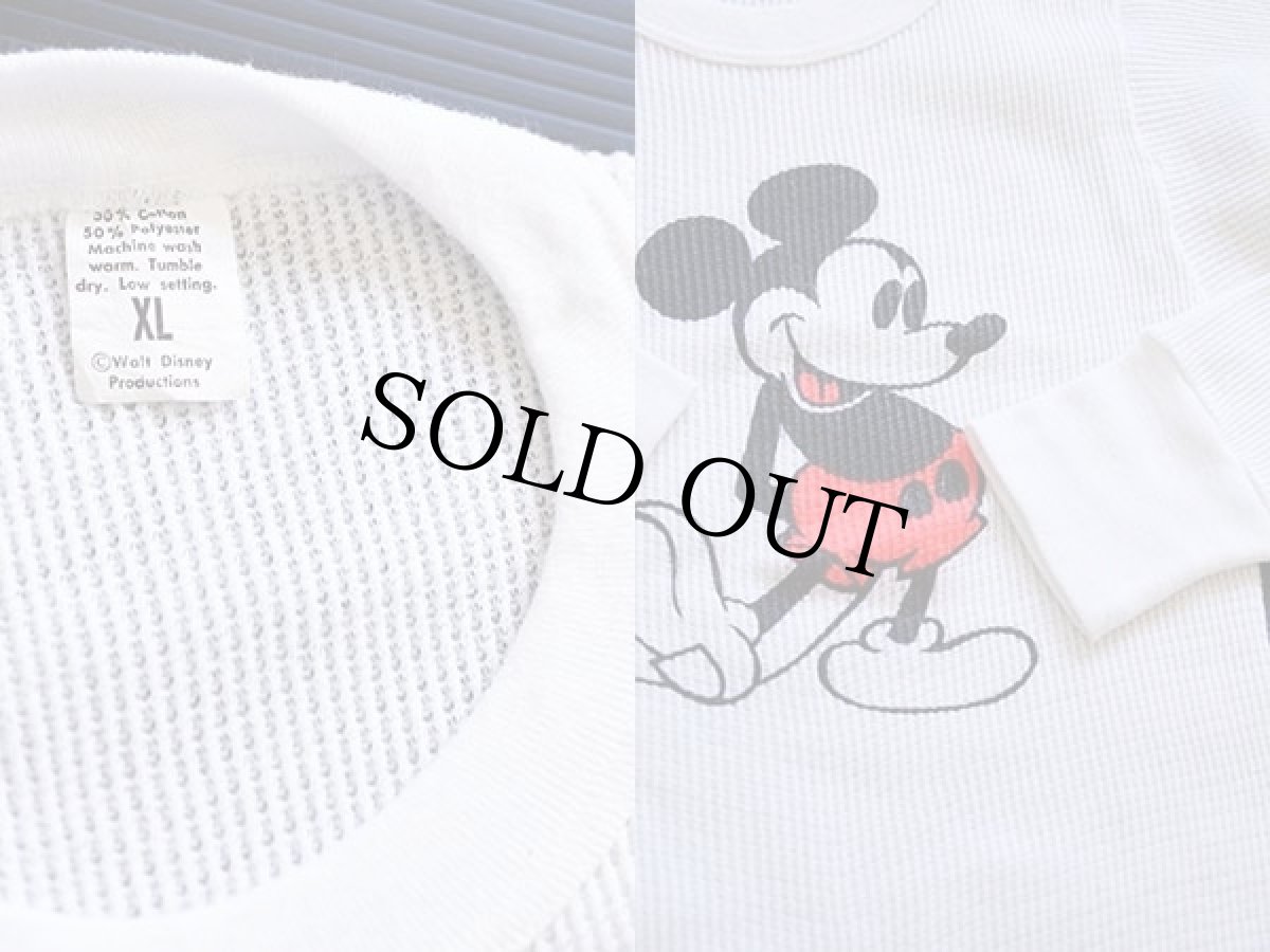 画像3: 80s Disneyディズニー ミッキー マウス サーマルシャツ 白 (3)