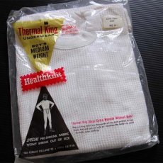 画像1: デッドストック★60s USA製 Healthknit コットン サーマルシャツ 白 ボーイズ18 (1)