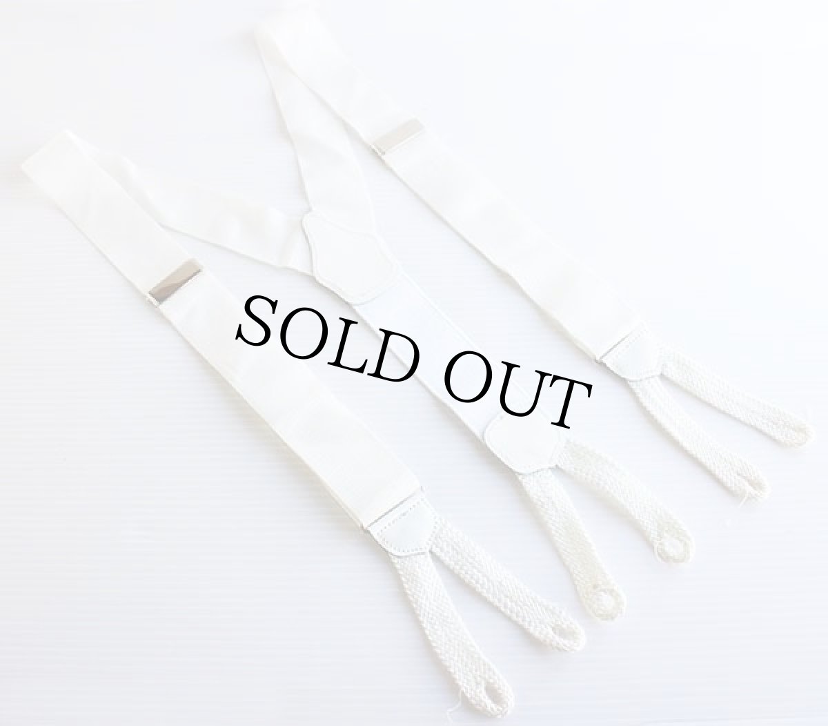 画像2: 英国製 DOONEY&BOURKE 無地 ボタンタブ式 サスペンダー 白★149 (2)