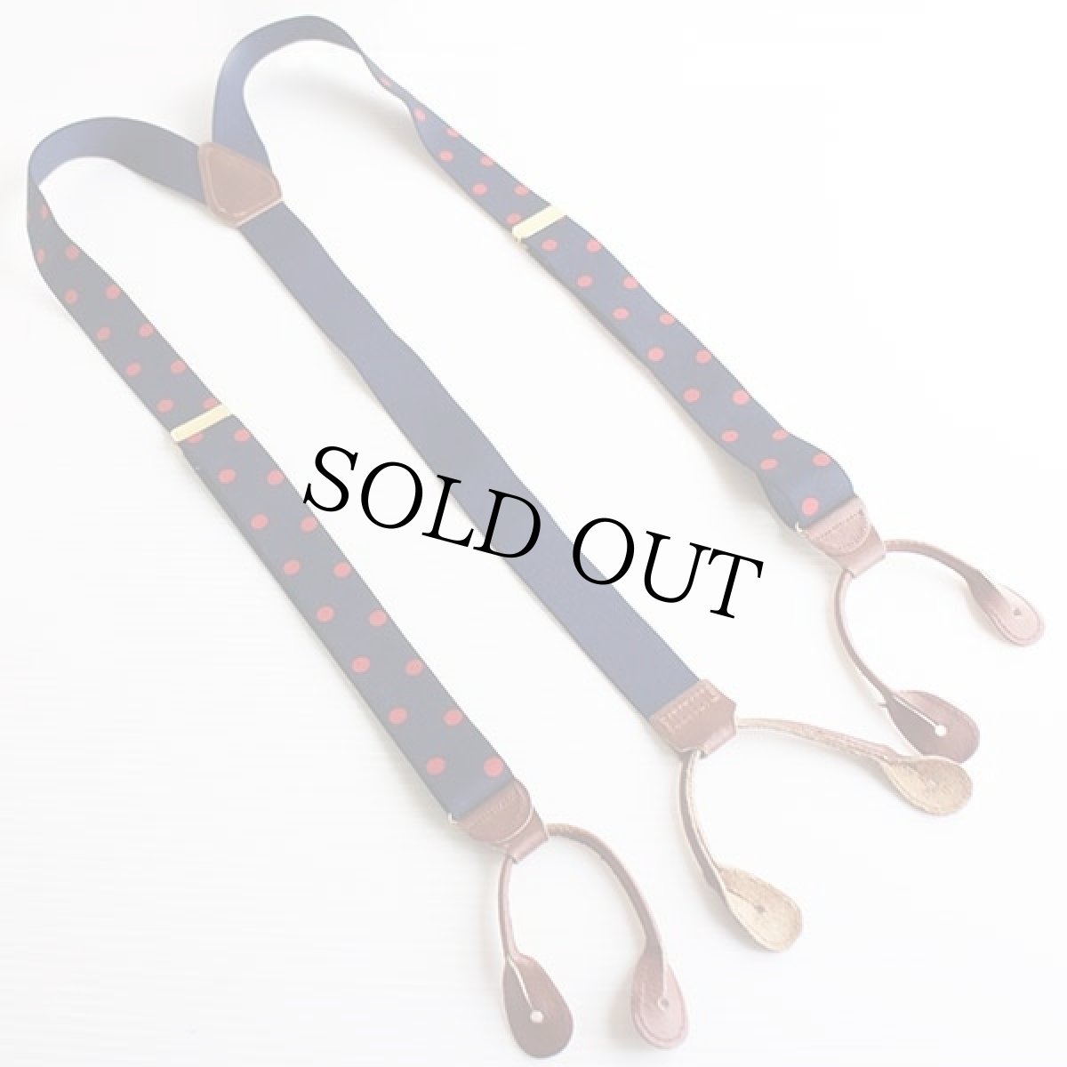 画像2: CAS W-GERMANY ドット柄 ボタンタブ式 サスペンダー 紺×赤★146 (2)