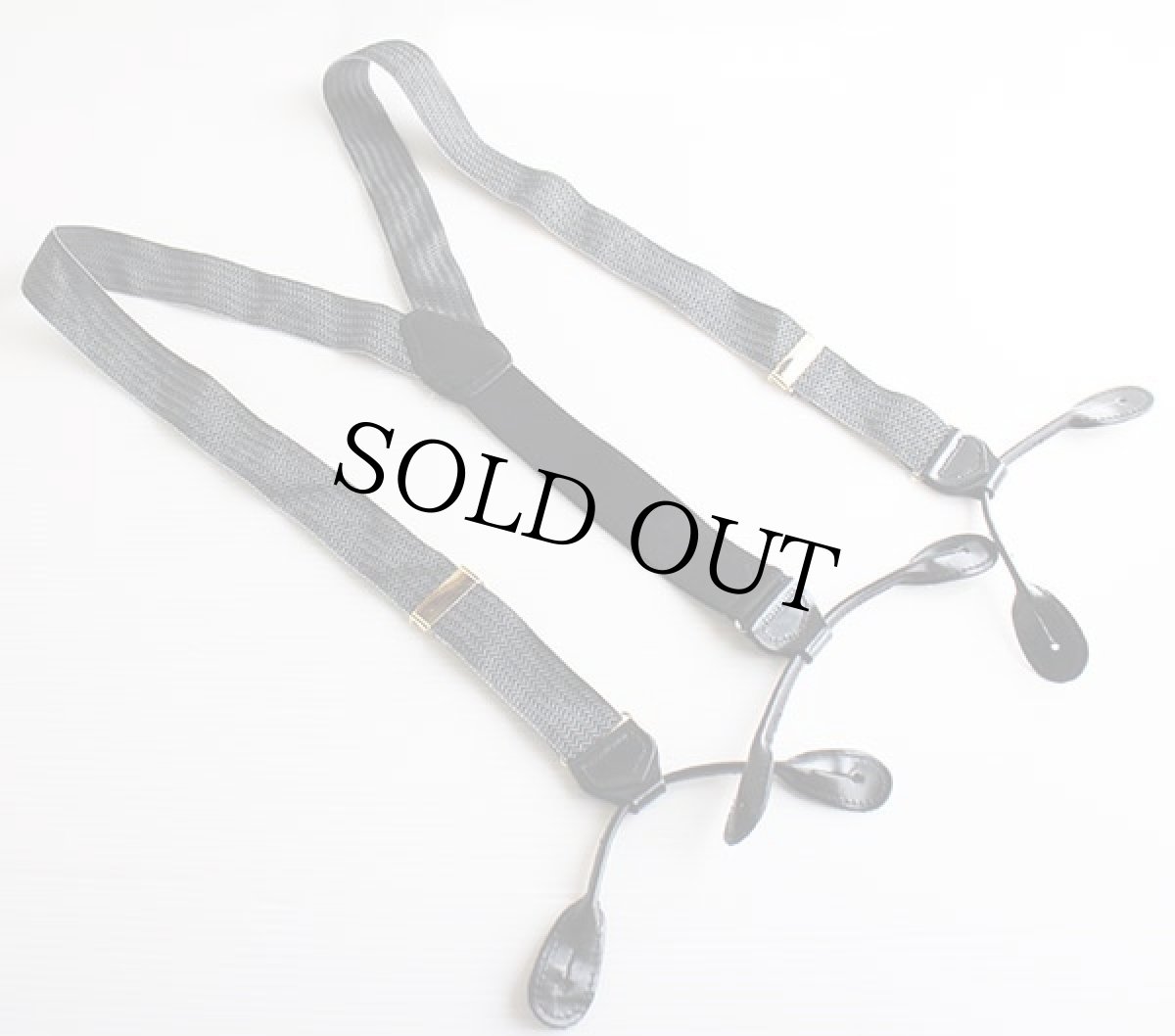 画像2: 英国製 織り柄 ボタンタブ式 サスペンダー 黒×グレー★155 (2)