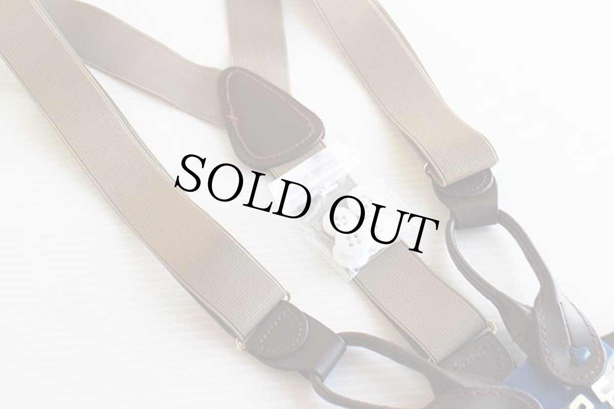 画像2: デッドストック STAFFORD PELICAN USA 無地 クリップ&ボタンタブ サスペンダー カーキ★1110 (2)