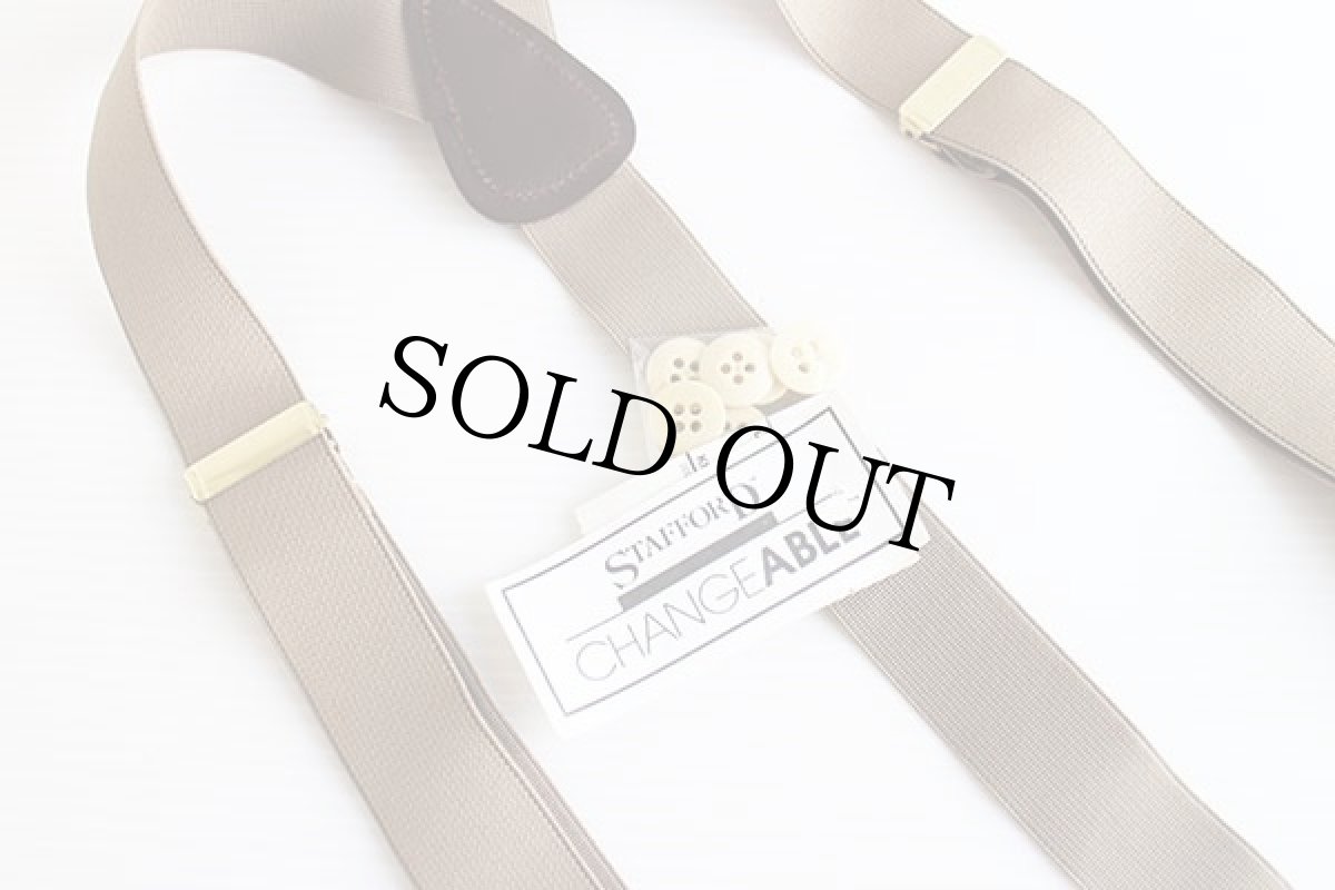 画像2: デッドストック STAFFORD PELICAN USA 無地 クリップ&ボタンタブ サスペンダー カーキ★1111 (2)