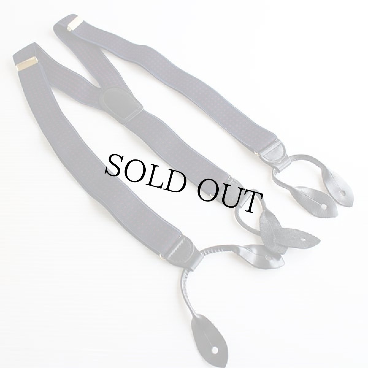 画像2: CAS W-GERMANY 織り柄 ボタンタブ式 サスペンダー 紺×赤★145 (2)