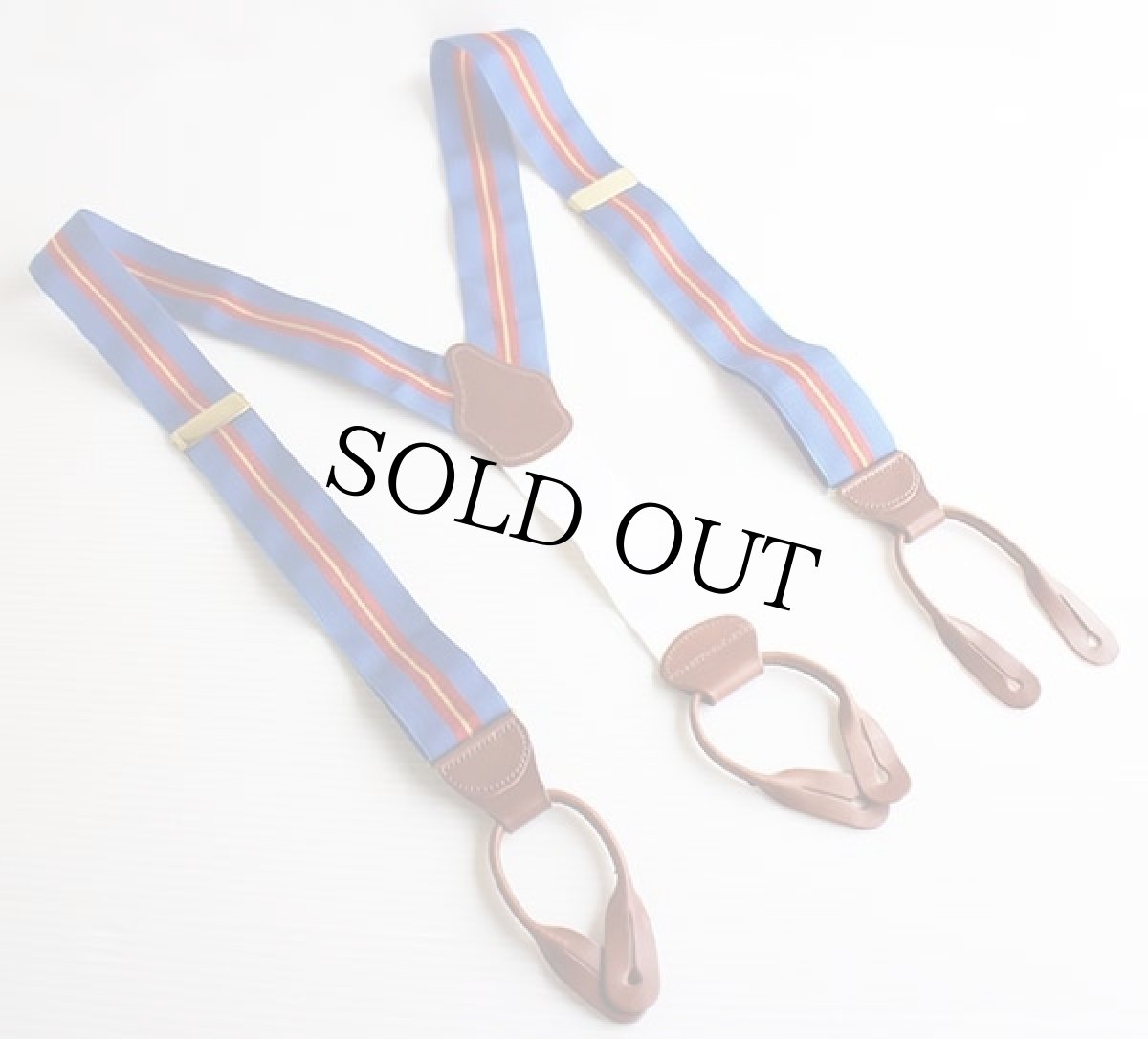 画像2: 英国製 DOONEY&BOURKE ライン入り ボタンタブ式 サスペンダー 青★150 (2)