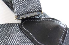 画像3: 英国製 織り柄 ボタンタブ式 サスペンダー 黒×グレー★155 (3)