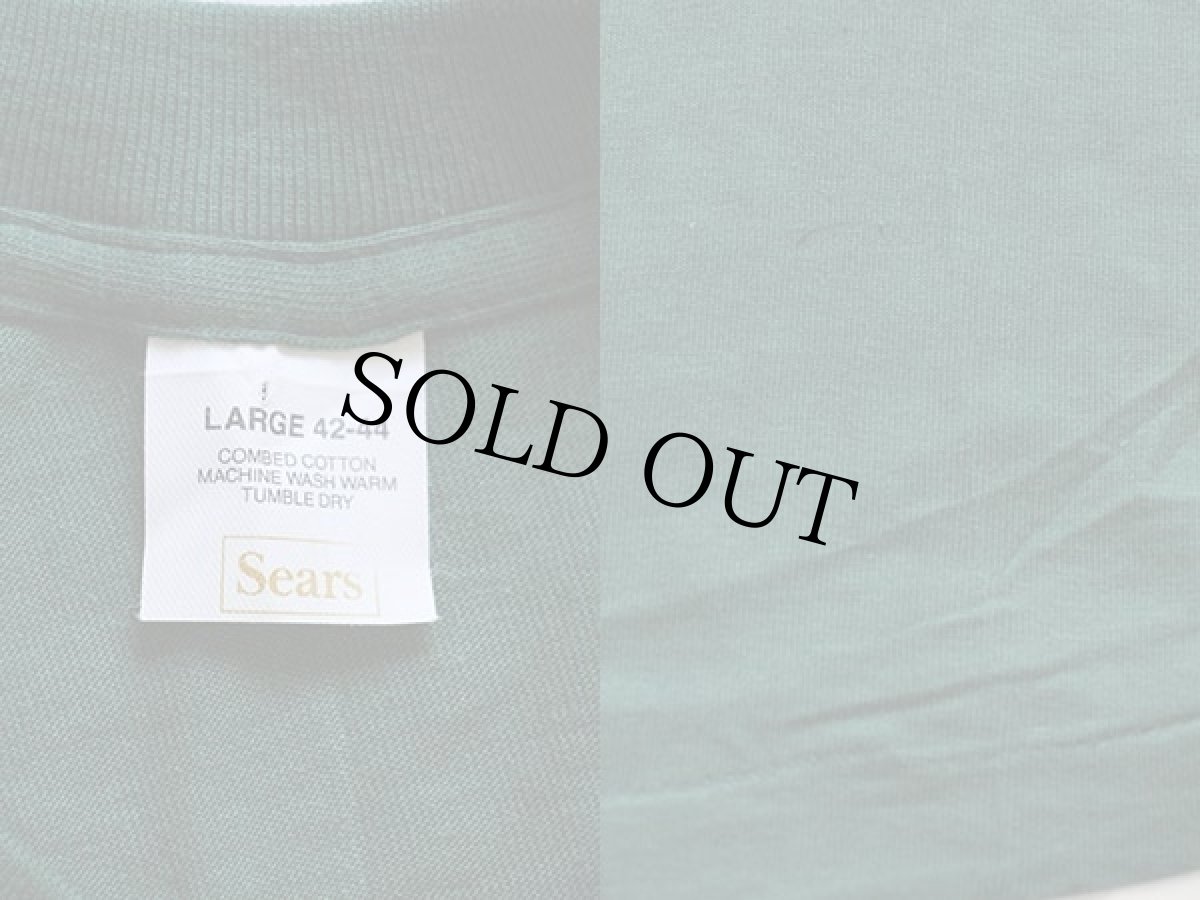 画像3: デッドストック★80s Sears 無地 コットン ポケットTシャツ 緑 L (3)