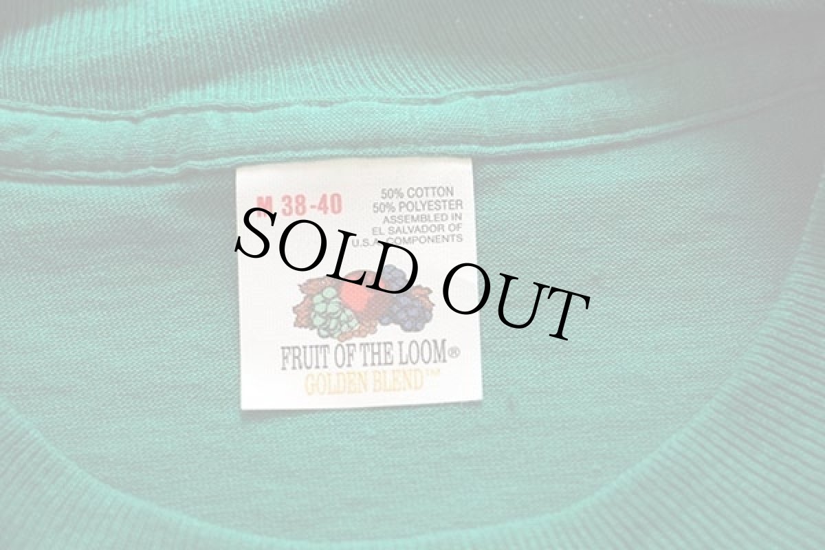 画像3: デッドストック★90s FRUIT OF THE LOOM 無地 ポケットTシャツ 緑 M (3)