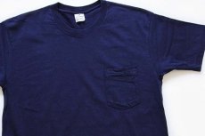 画像1: 80s USA製 GAP SPORT ギャップ 無地 コットン ポケットTシャツ 紺 M (1)