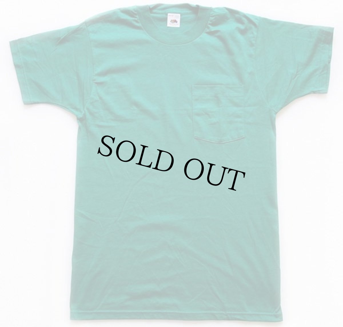 画像2: デッドストック★90s FRUIT OF THE LOOM 無地 ポケットTシャツ 緑 M (2)