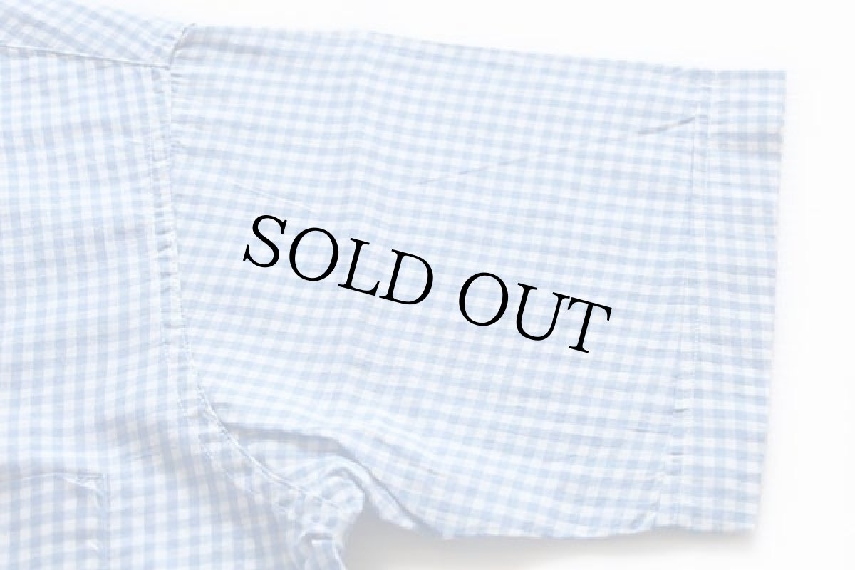 画像6: 60s Crestfield ギンガムチェック 半袖 コットンシャツ 水色×白 S (6)