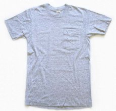 画像2: 90s USA製 FRUIT OF THE LOOM 無地 ポケットTシャツ 杢グレー S (2)