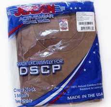 画像1: デッドストック★00s USA製 米軍 JENSEN 無地 コットンTシャツ 茶 L 3パック★DSCP (1)