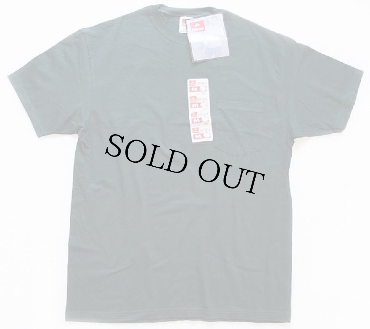 画像2: デッドストック★90s USA製 Hanes 無地 コットン ポケットTシャツ 深緑 M (2)