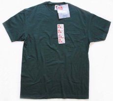 画像2: デッドストック★90s USA製 Hanes 無地 コットン ポケットTシャツ 深緑 M (2)