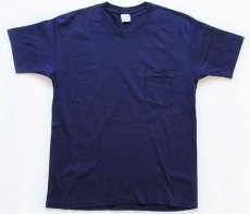 画像2: 80s USA製 GAP SPORT ギャップ 無地 コットン ポケットTシャツ 紺 M (2)