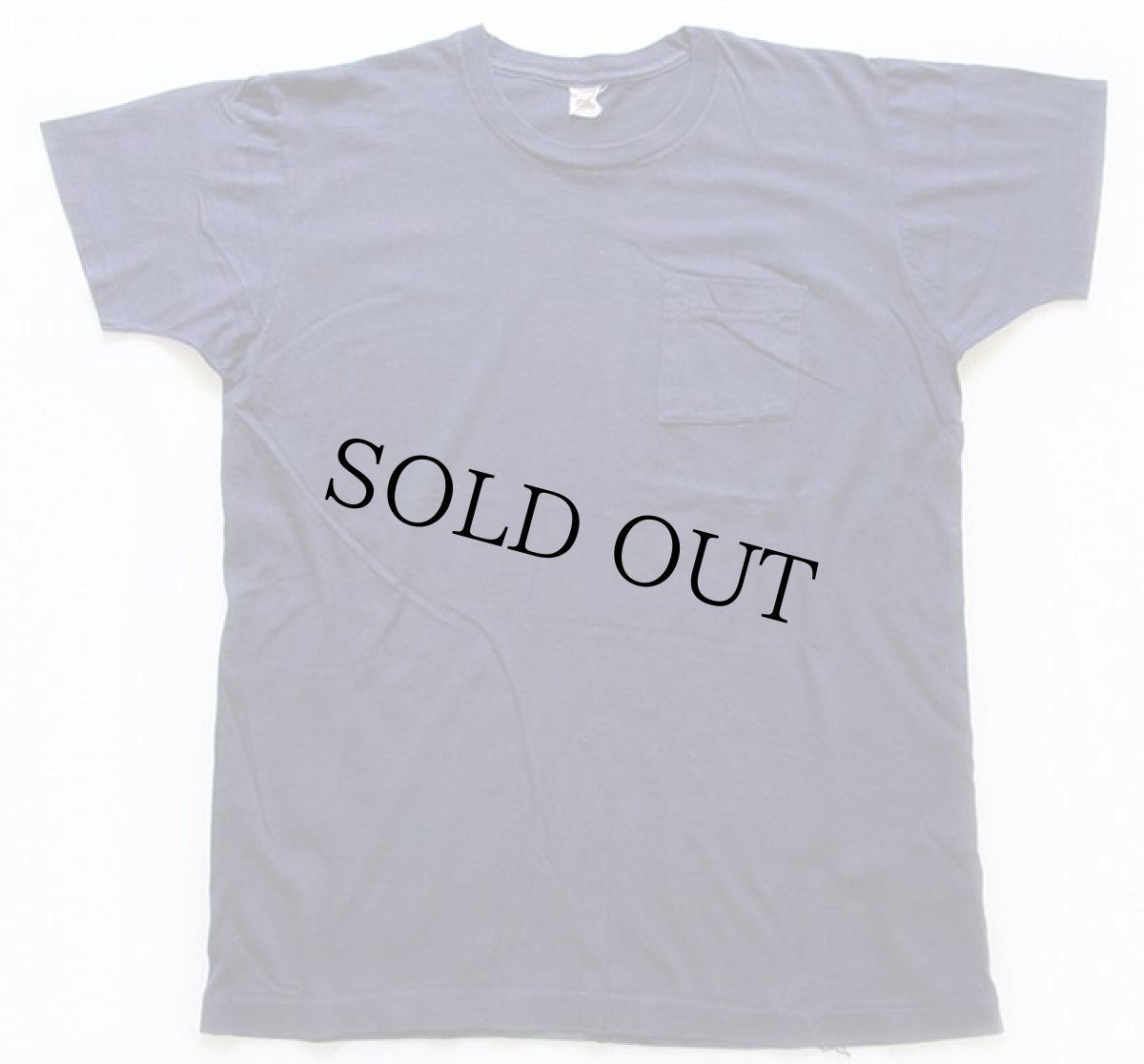 画像2: 80s USA製 FRUIT OF THE LOOM 無地 コットン ポケットTシャツ 紺 XL (2)