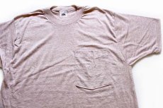 画像1: デッドストック★90s FRUIT OF THE LOOM 無地 ポケットTシャツ 杢ベージュ M (1)