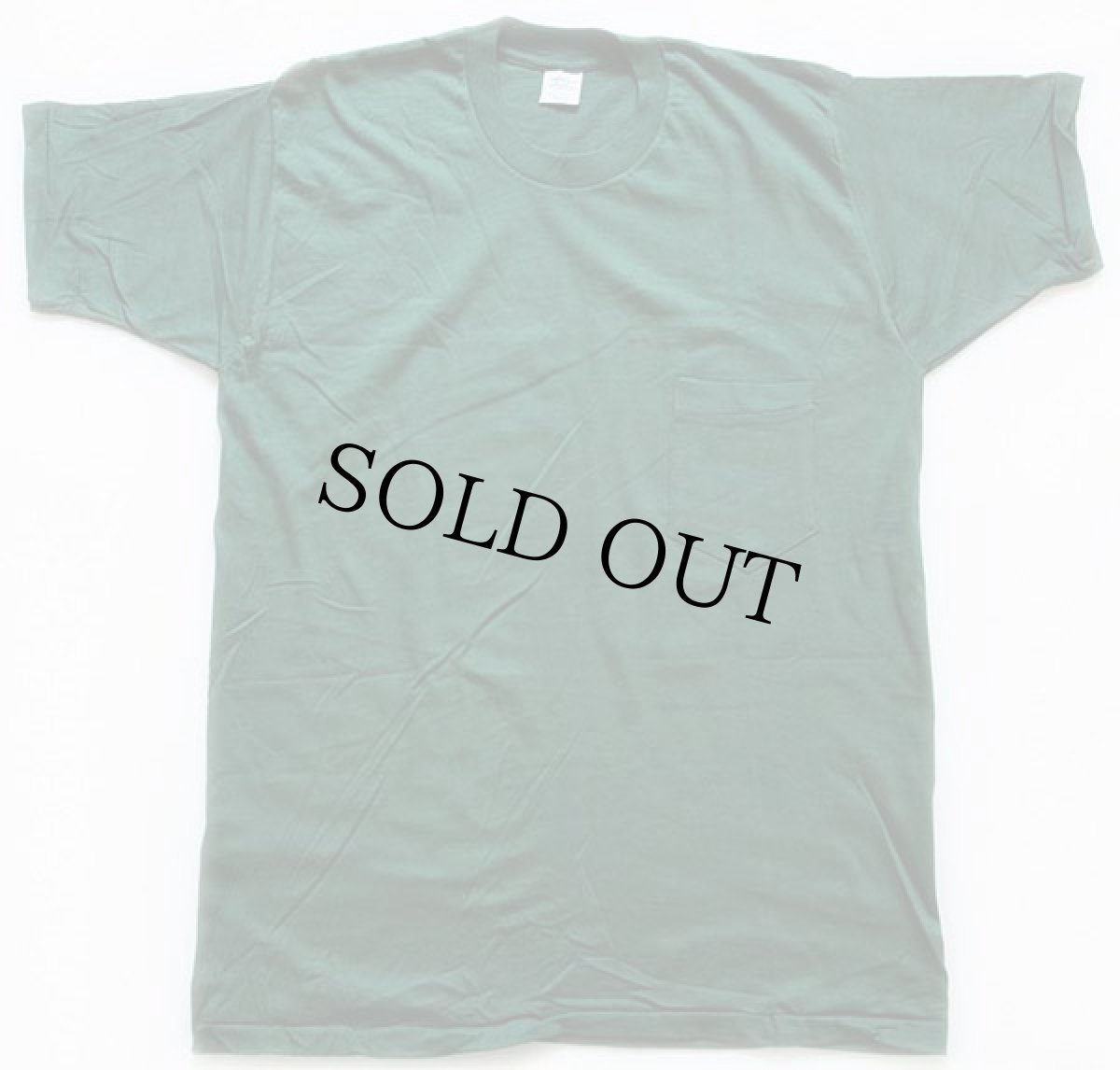 画像2: デッドストック★80s Sears 無地 コットン ポケットTシャツ 緑 L (2)