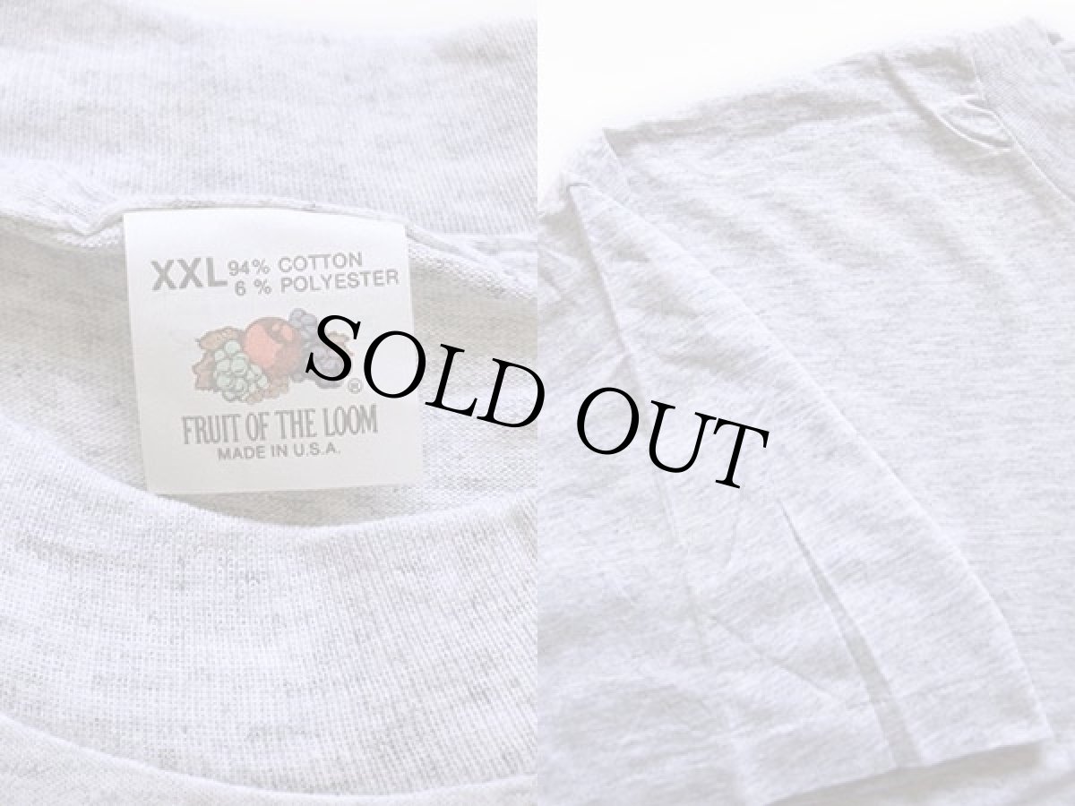 画像3: デッドストック★90s USA製 FRUIT OF THE LOOM 無地 ポケットTシャツ 杢グレー XXL (3)