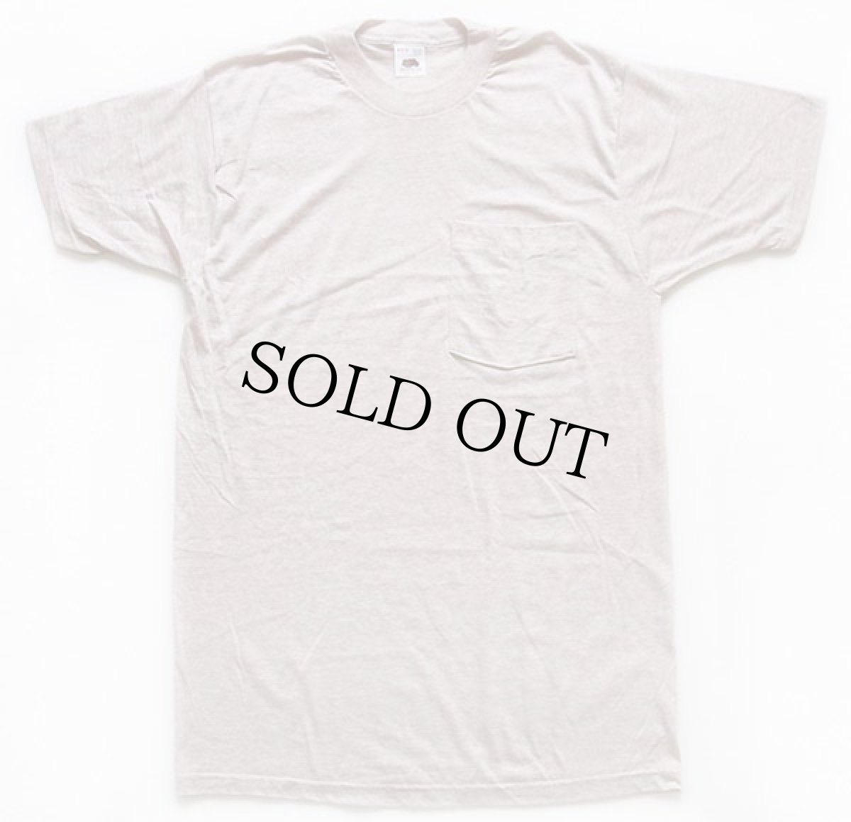 画像2: デッドストック★90s FRUIT OF THE LOOM 無地 ポケットTシャツ 杢ベージュ M (2)