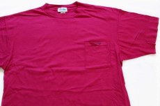 画像1: 80s USA製 CHEMISE LACOSTE ラコステ 無地 コットン ポケットTシャツ ピンク L (1)