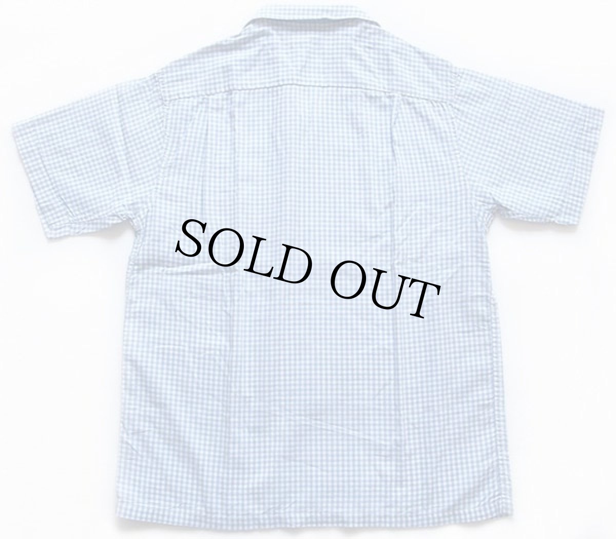 画像2: 60s Crestfield ギンガムチェック 半袖 コットンシャツ 水色×白 S (2)