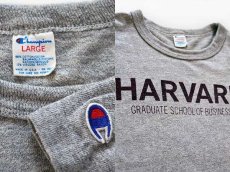 画像3: 80s USA製 Championチャンピオン HARVARD 染み込みプリント 88/12 Tシャツ 杢グレー L (3)