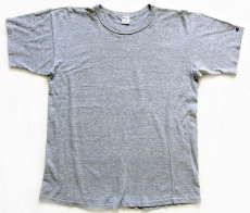 画像2: 80s USA製 Championチャンピオン 無地 目無し バインダーネック 88/12 Tシャツ 杢グレー XL (2)