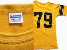 画像3: 70s USA製 Championチャンピオン PURDUE 79 ナンバリング コットン フットボールTシャツ 黄 M (3)