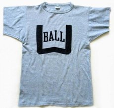 画像2: 70s USA製 Championチャンピオン BALL 染み込みプリント 88/12 Tシャツ 杢ブルー M (2)