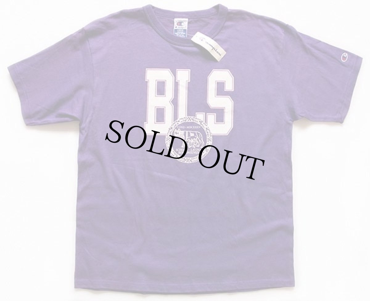 画像2: デッドストック★90s USA製 Championチャンピオン BLS コットンTシャツ 紫 L (2)