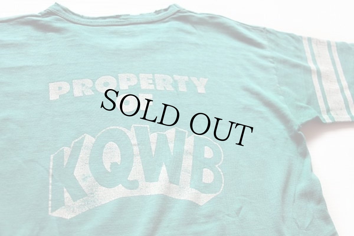 画像4: 70s USA製 Championチャンピオン SUPER #1 KQWB コットン フットボールTシャツ エメラルドグリーン L (4)