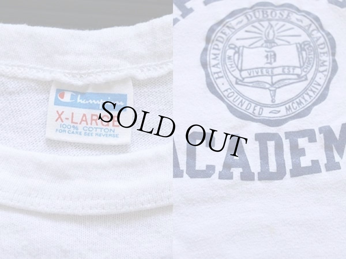 画像3: 70s USA製 Championチャンピオン HAMPDEN DUBOSE ACADEMY コットン フットボールTシャツ 白 XL (3)