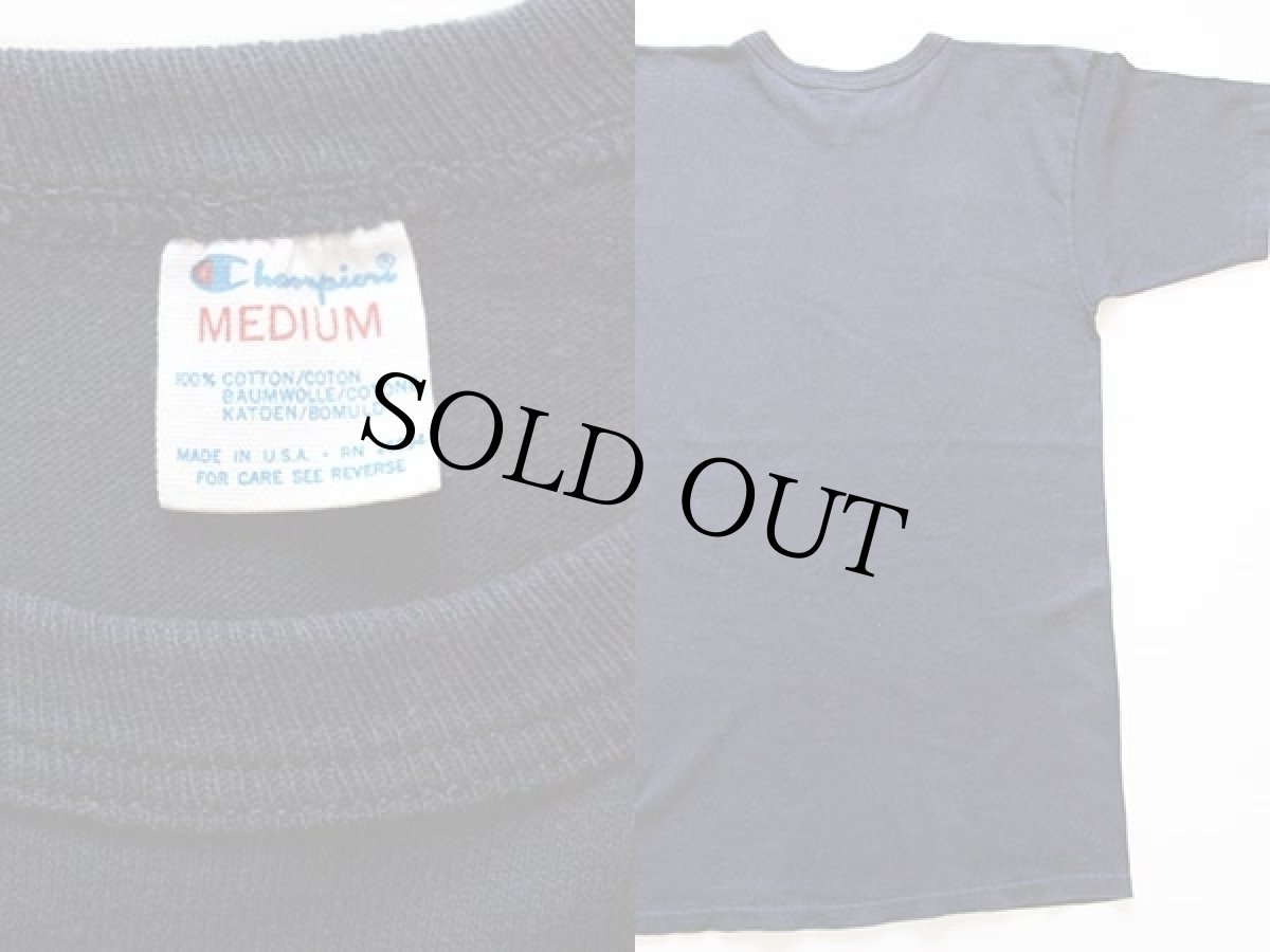 画像3: 80s USA製 Championチャンピオン 無地 目無し バインダーネック コットンTシャツ 紺 M (3)