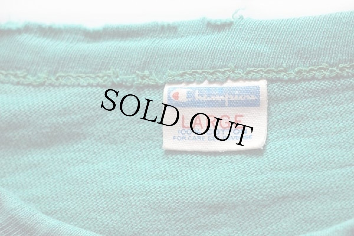 画像5: 70s USA製 Championチャンピオン SUPER #1 KQWB コットン フットボールTシャツ エメラルドグリーン L (5)