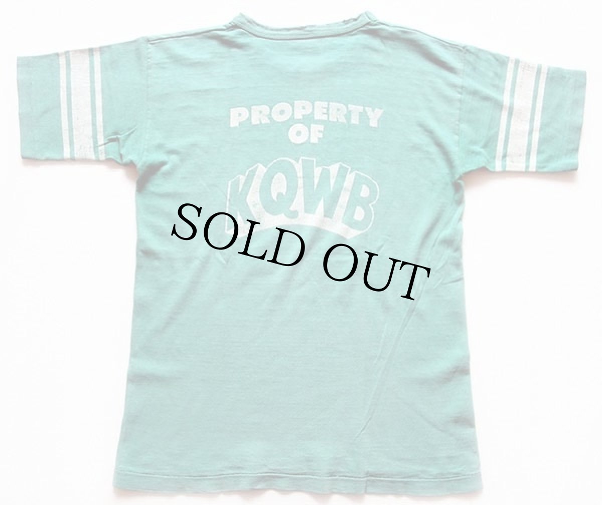 画像2: 70s USA製 Championチャンピオン SUPER #1 KQWB コットン フットボールTシャツ エメラルドグリーン L (2)