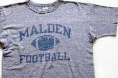 画像1: 80s USA製 Championチャンピオン MALDEN FOOTBALL 染み込みプリント 88/12 Tシャツ 杢グレー XL (1)