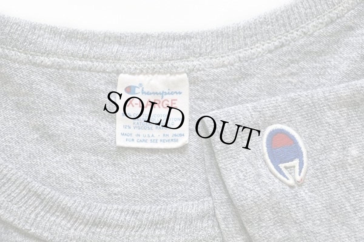 画像3: 80s USA製 Championチャンピオン 無地 目無し バインダーネック 88/12 Tシャツ 杢グレー XL (3)