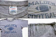 画像4: 80s USA製 Championチャンピオン MALDEN FOOTBALL 染み込みプリント 88/12 Tシャツ 杢グレー XL (4)