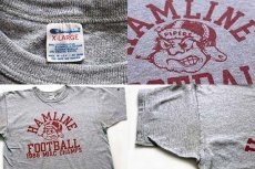 画像4: 80s USA製 Championチャンピオン HAMLINE FOOTBALL 染み込みプリント 88/12 Tシャツ 杢グレー XL (4)