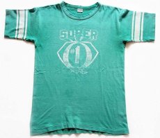 画像3: 70s USA製 Championチャンピオン SUPER #1 KQWB コットン フットボールTシャツ エメラルドグリーン L (3)