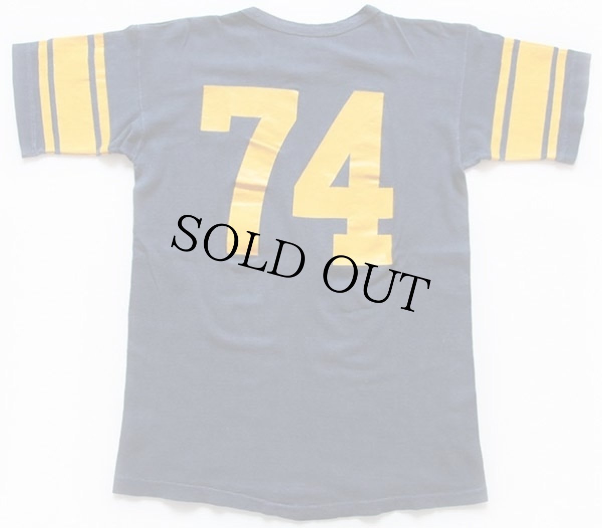 画像2: 70s USA製 Championチャンピオン U OF W EAU CLAIRE 74 ナンバリング コットン フットボールTシャツ 紺 L (2)