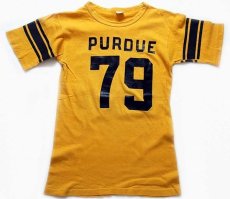 画像2: 70s USA製 Championチャンピオン PURDUE 79 ナンバリング コットン フットボールTシャツ 黄 M (2)