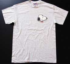 画像2: 90s USA製 PEANUTS スヌーピー 刺繍 Tシャツ 杢ライトグレー (2)