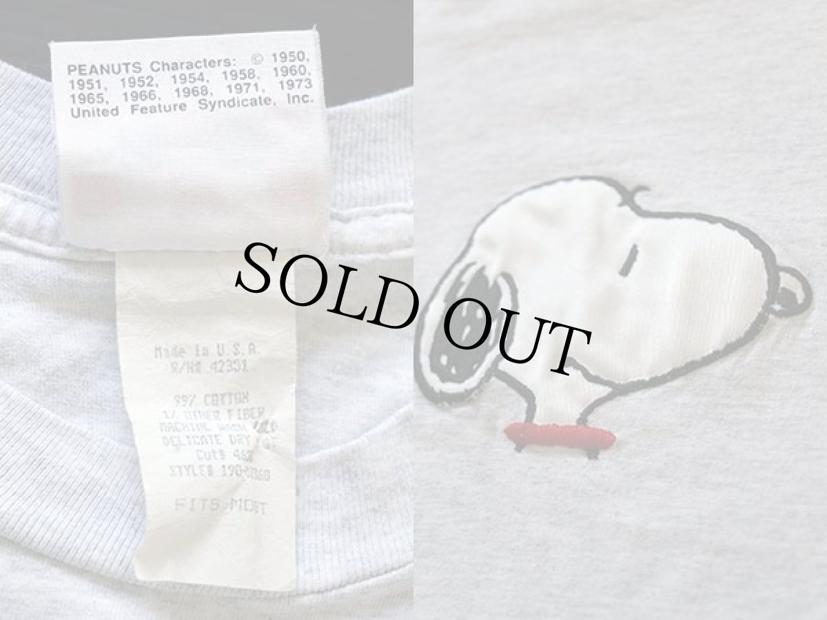 画像3: 90s USA製 PEANUTS スヌーピー 刺繍 Tシャツ 杢ライトグレー (3)