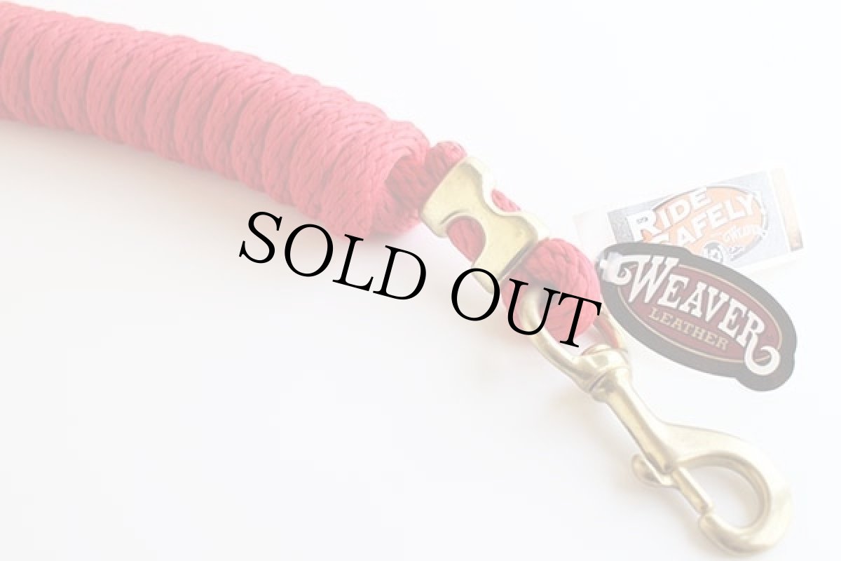 画像2: 未使用★USA製 WEAVER LEATHER RIDE SAFELY! ホースリード ロープ ブラス ナスカン 赤 10'★ドッグ 犬 (2)