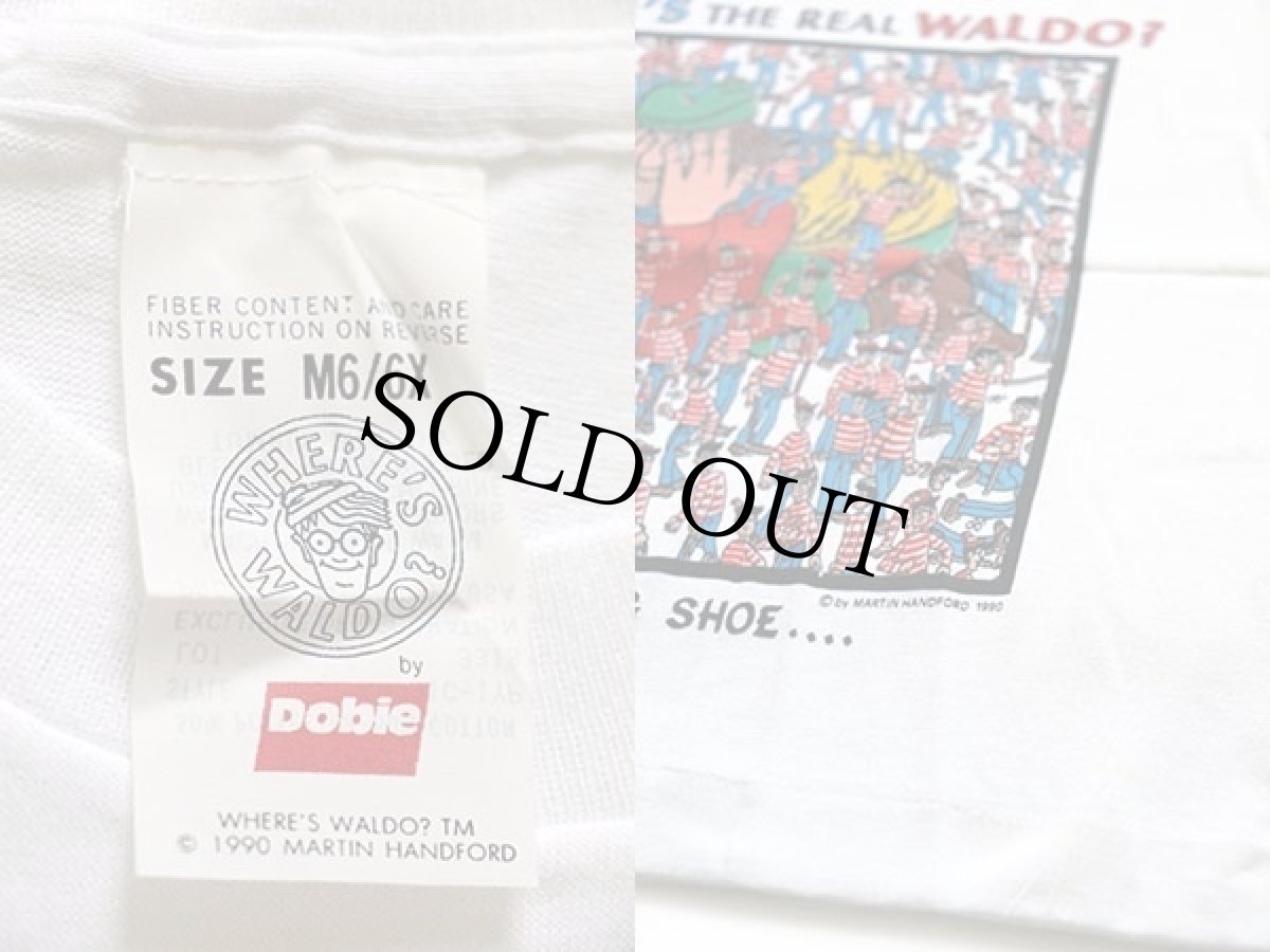 画像3: デッドストック★90s USA製 WHERE'S WALDO? 染み込みプリント コットンTシャツ 白 キッズM6★ウォーリーをさがせ! (3)