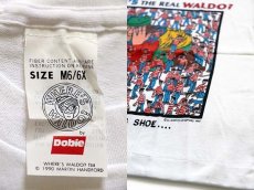 画像3: デッドストック★90s USA製 WHERE'S WALDO? 染み込みプリント コットンTシャツ 白 キッズM6★ウォーリーをさがせ! (3)